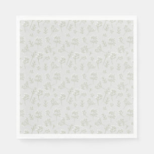 Servilleta De Papel Aliento de Bebé Flor Blanca Acuarela Gypsophila