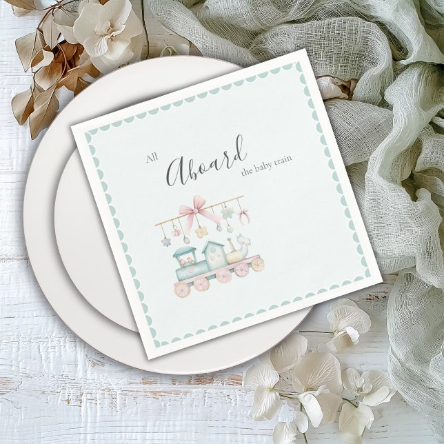 Servilleta De Papel All Aboard the Baby Train Baby Shower (Subido por el creador)
