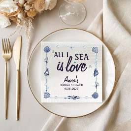 Servilleta De Papel All I Sea Is Love Bridal Shower Watercolor Seashel