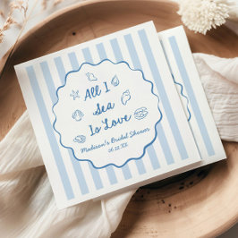 Servilleta De Papel All I Sea Is Love Seashell Coastal Bridal Shower