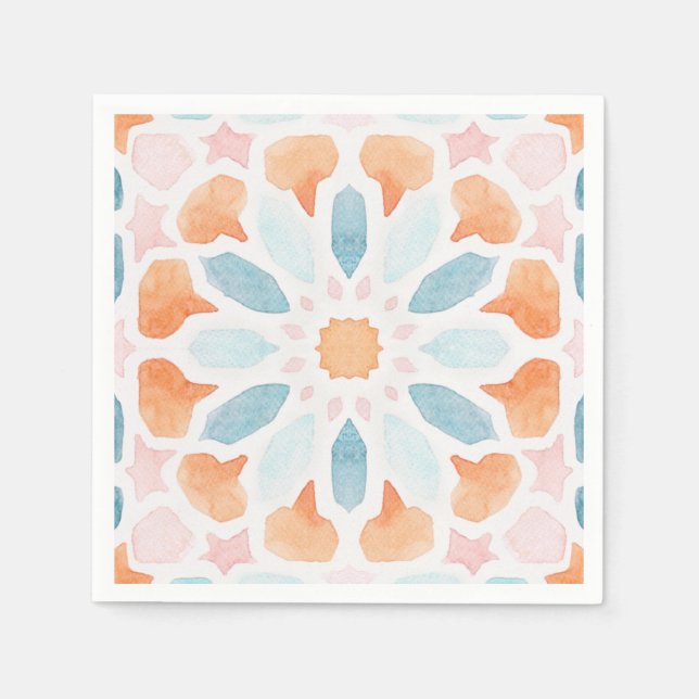 Servilleta De Papel almohada de estilo marroquí de estilo azul y naran (Anverso)