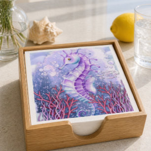 Servilleta De Papel Almohada decorativa de caballito de mar púrpura co