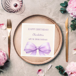 Servilleta De Papel Almuerzo de cumpleaños con lazo de lavanda y marfi