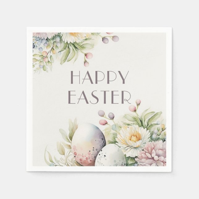 Servilleta De Papel Almuerzo de Pascua. Elegante acuarela floral y hue (Anverso)