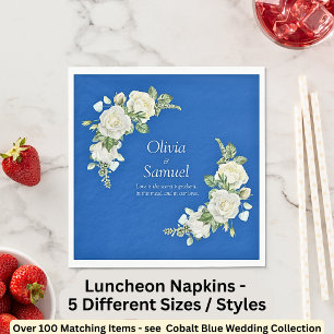 Servilleta De Papel Almuerzo de rosas azul y blanco cobalto