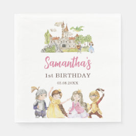 Servilleta De Papel Almuerzo estándar de cumpleaños Princess and Knigh