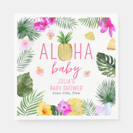 Servilleta De Papel Aloha Baby Pineapples y Pacificadores Baby Shower 