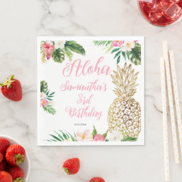 Servilleta De Papel Aloha Birthday Luau Hawaiian Gold Pineapple