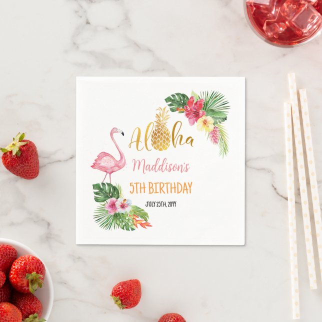 Servilleta De Papel ¡Aloha! Fiesta LUAU de cumpleaños de piña tropical (In situ)