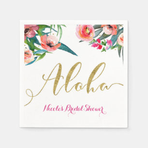 Servilleta De Papel Aloha Floral Tropical de Verano Ducha Nupcial Pers