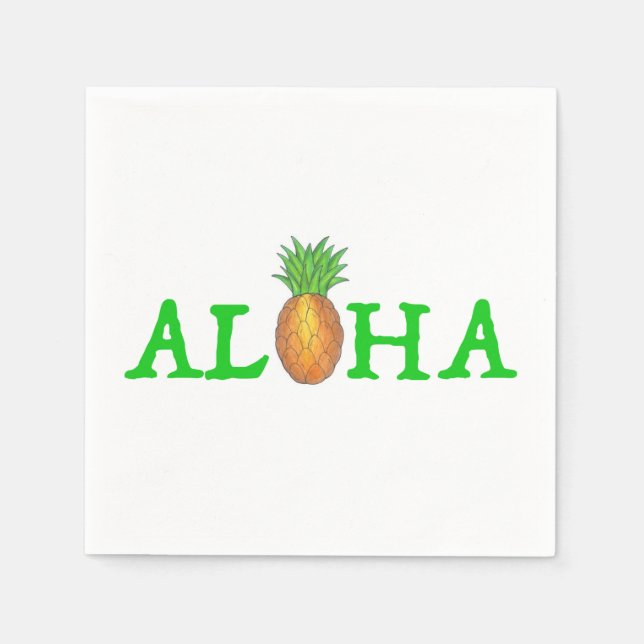 Servilleta De Papel ALOHA Isla Tropical Luau de Piña Hawaiana (Anverso)