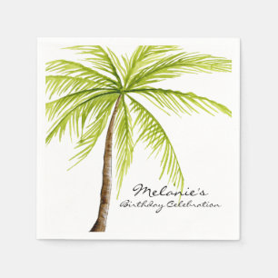 Servilleta De Papel Aloha Palm Tree Island Playa Tropical Cumpleaños
