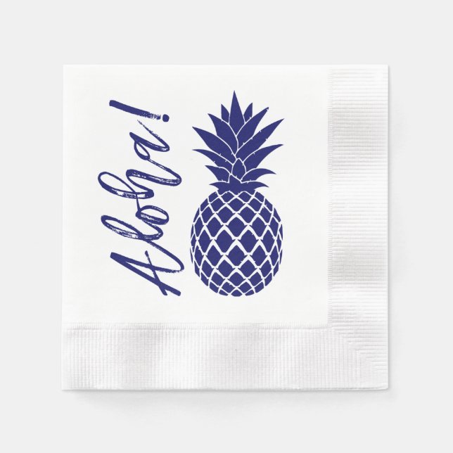 Servilleta De Papel Aloha Pineapple Beach Fiesta Luau | blanco marino (Anverso)