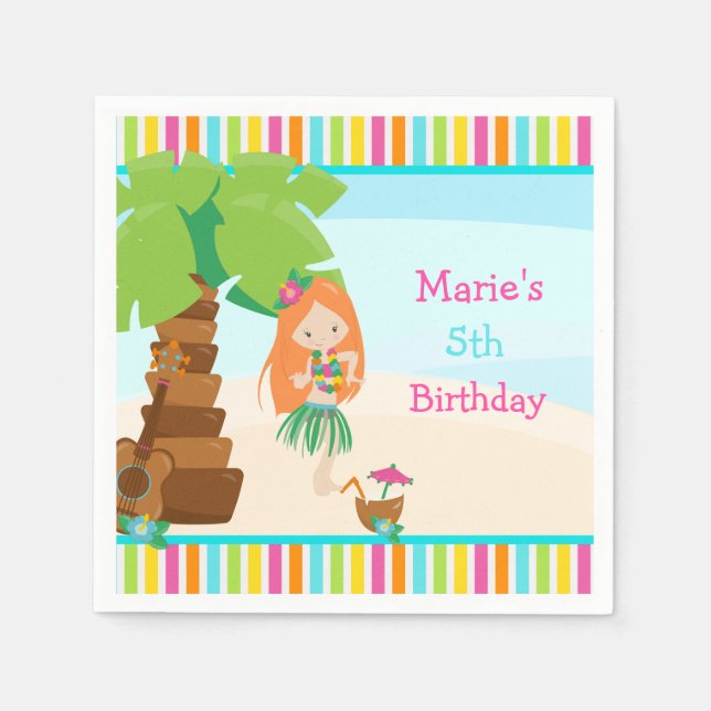 Servilleta De Papel Aloha Red Hair Chica Fiesta (Anverso)