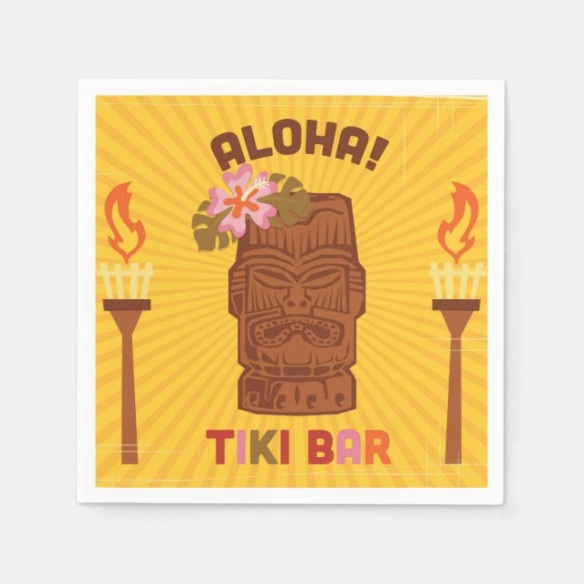 Servilleta De Papel Aloha Tiki Bar estilo retro (Anverso)