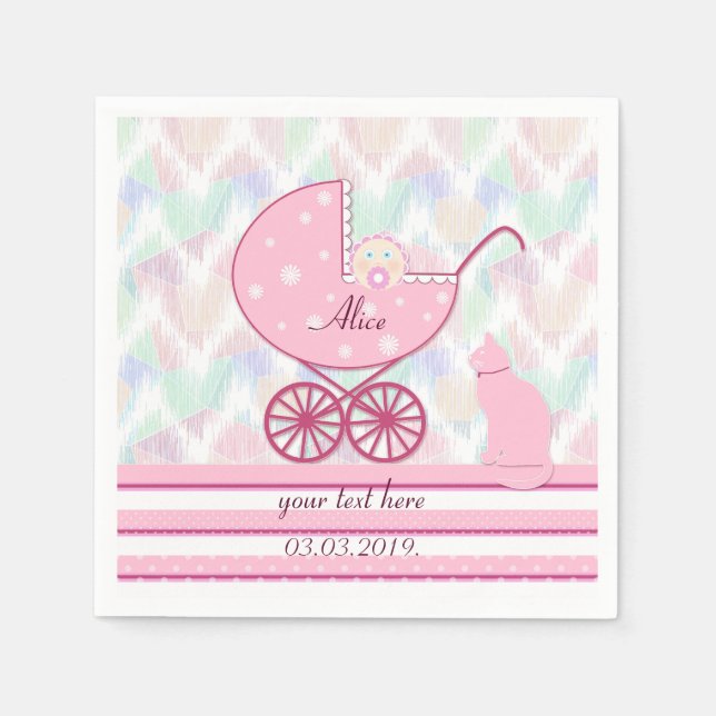 Servilleta De Papel Alojador de bebé con bebé y gato personalizado (Anverso)