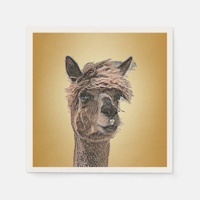 Servilleta De Papel Alpaca Hello - Papel Napkin (Anverso)
