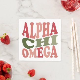 Servilleta De Papel Alpha Chi Omega Gráfico Retro Apilado Groovy