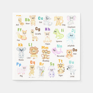 Servilleta De Papel Alphabet Animal ABC Animales cutáneos