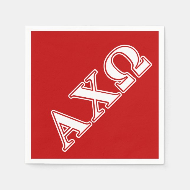 Servilleta De Papel Alphi Chi Omega Letras Blancas y Rojas (Anverso)