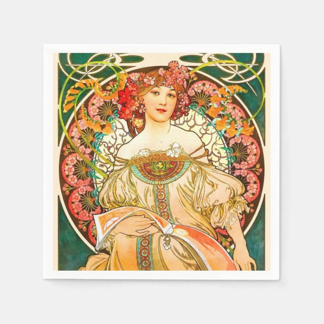 Servilleta De Papel Alphonse Mucha Art Nouveau Daydream (Anverso)