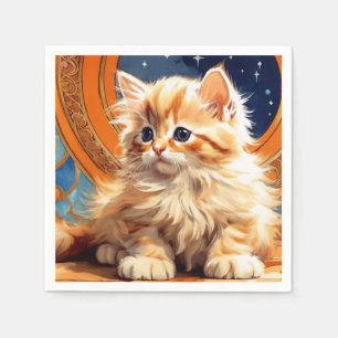 Servilleta De Papel Alphonse Mucha Art Nouveau Naranja Cat