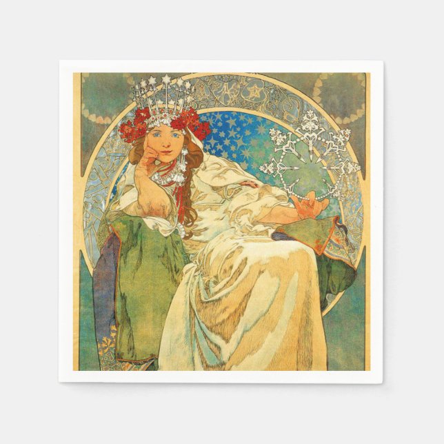 Servilleta De Papel Alphonse Mucha Art Nouveau Princess Hyacinth (Anverso)