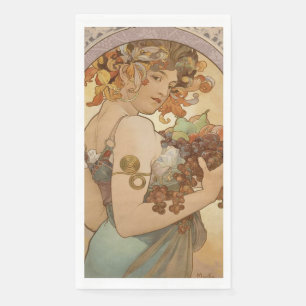 Servilleta De Papel Alphonse Mucha Frutas Art Nouveau Vintage Doncella