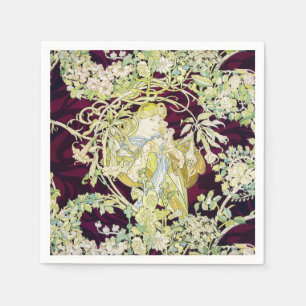 Servilleta De Papel Alphonse Mucha Mujer con margarita Art Nouveau Art