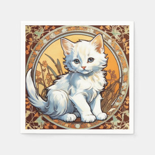 Servilleta De Papel Alphonse Mucha Style Cat