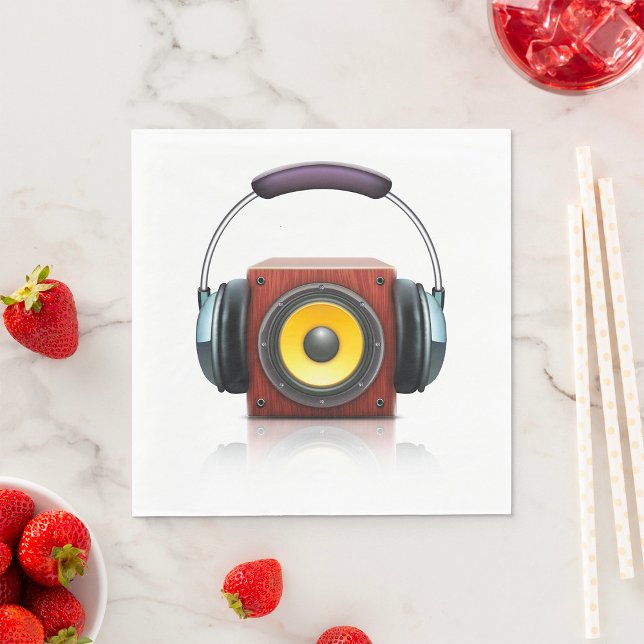 Servilleta De Papel Altavoz de madera moderno con auriculares de músic (Subido por el creador)