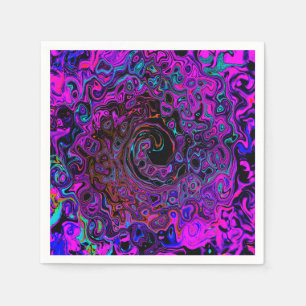 Servilleta De Papel Alucinante Remolino Líquido Retro Negro y Magenta