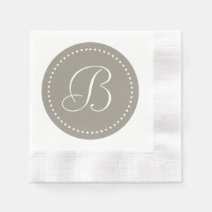 Servilleta De Papel Aluminio Gris Plateado/Punto Blanco Monograma