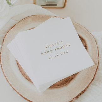 Servilleta De Papel ALYSSA White Gold Boho Rústico simple Baby Shower