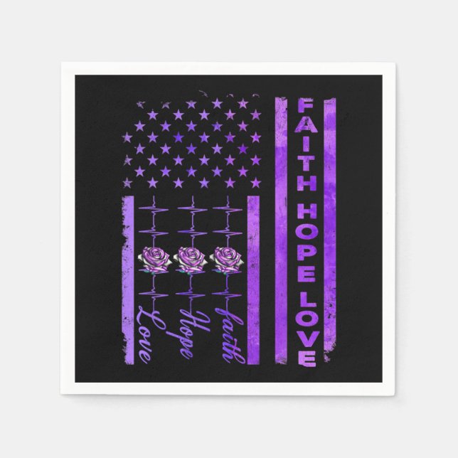 Servilleta De Papel Alzheimers Conciencia Fe Esperanza Amor Púrpura (Anverso)