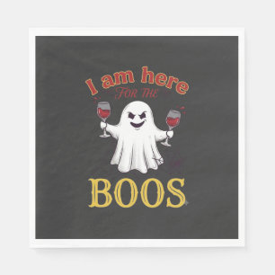 Servilleta De Papel Am Here Boos Halloween Fantasma Copas de Vino Arañ