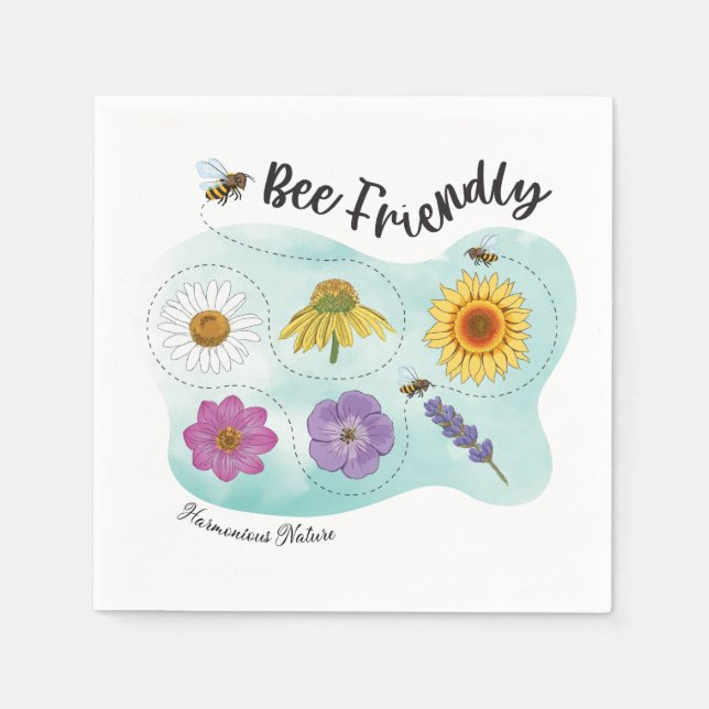 Servilleta De Papel Amabilidad de las abejas - Naturaleza armoniosa (Anverso)