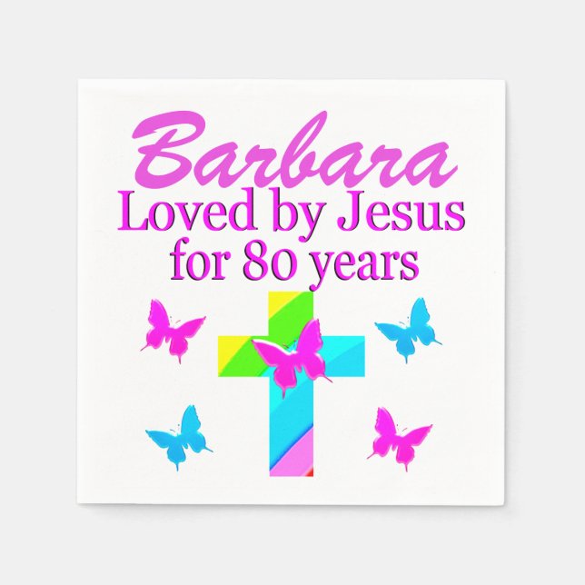 SERVILLETA DE PAPEL AMADO POR JESÚS POR 80 AÑOS DE NAPKINS PERSONALIZA (Anverso)