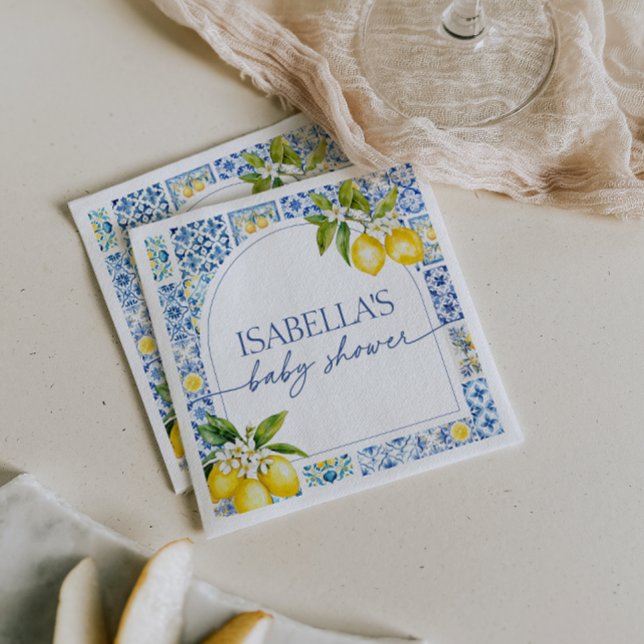Servilleta De Papel Amalfi Coast Lemon Mediterranean Baby Shower (Subido por el creador)