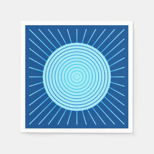 Servilleta De Papel Amanecer geométrico moderno - Azul cobalto y Aqua