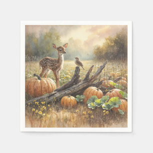 Servilleta De Papel Amanecer otoñal en un parche de calabaza