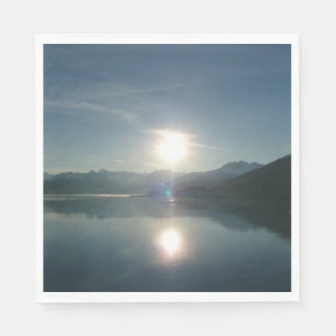 Servilleta De Papel Amanecer sobre el fiordo universitario Alaska Foto
