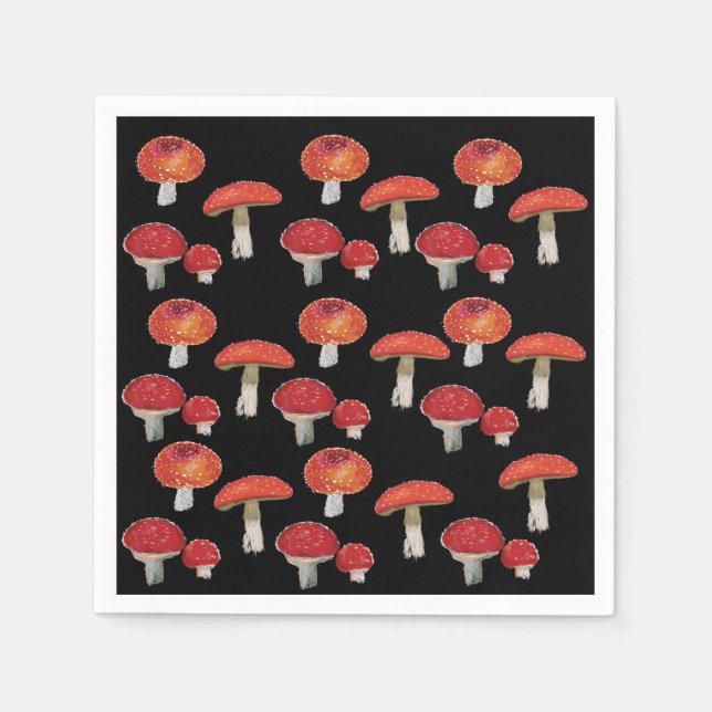 Servilleta De Papel Amanita Muscaria Mushrooms (Anverso)