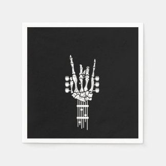 Servilleta De Papel Amante de la música rock and Roll Skeleton Guitar