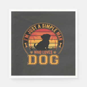 Servilleta De Papel Amante de los Perros Hombre Simple Retro Atardecer