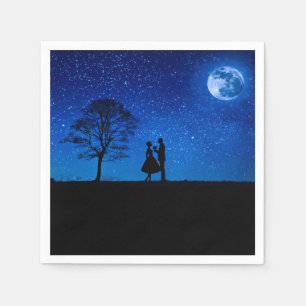 Servilleta De Papel Amantes bajo una luna llena  