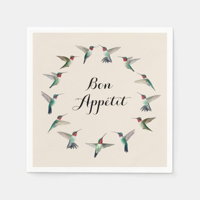 Servilleta De Papel Amantes colibríes gástricos con canto de goma (Anverso)