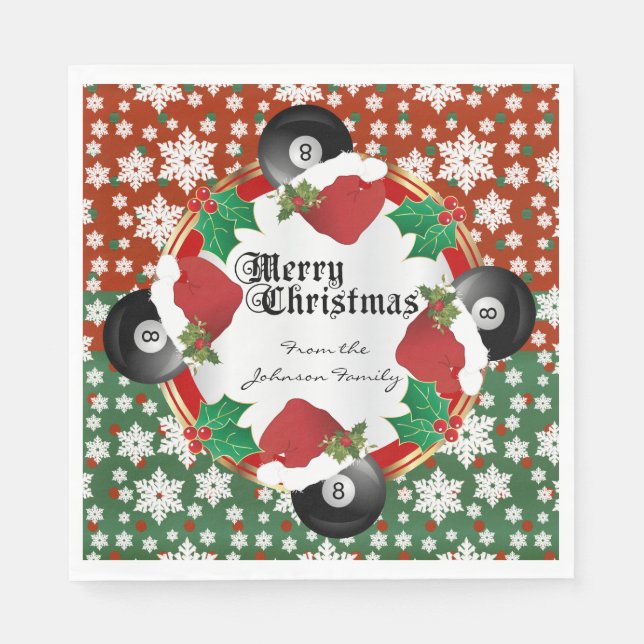 Servilleta De Papel Amantes de la Feliz Navidad Billiards (Anverso)