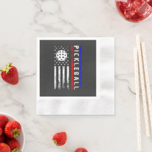 Servilleta De Papel Amantes de Pickleball Bandera Americana 4 de Julio