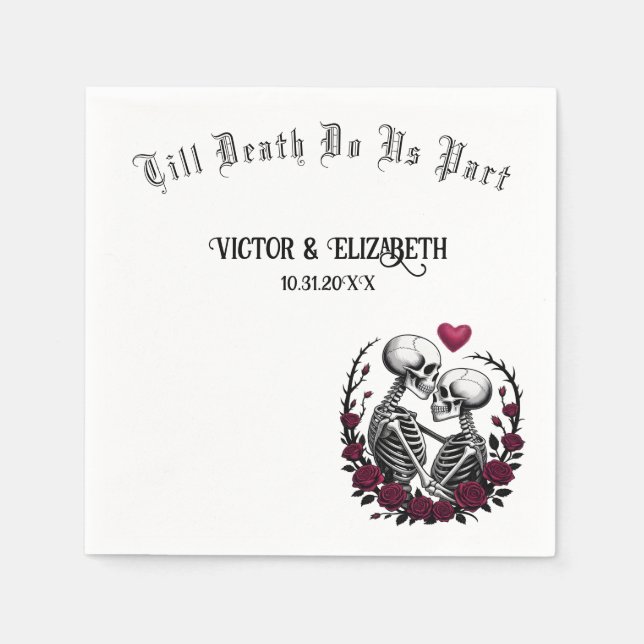 Servilleta De Papel Amantes góticos del Skeleton hasta la muerte nos h (Anverso)